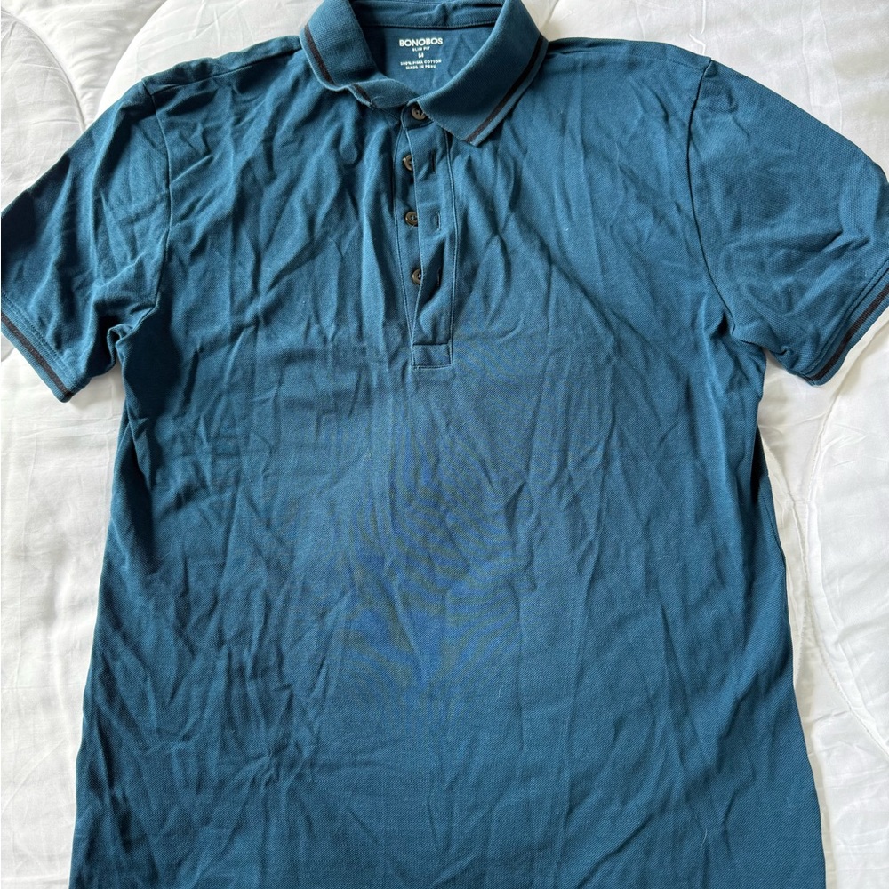 Bonobos Men's Slim Fit Lightweight Pima Cotton Blend Polo Shirt Blue Size M